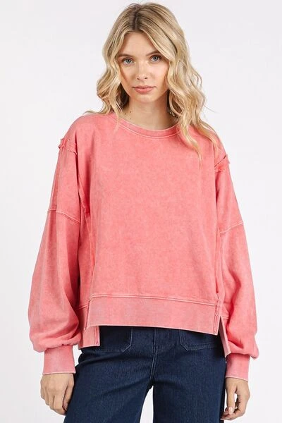 Mittoshop Side Slit Exposed Seam Round Neck Sweatshirt 5 Mittoshop Side Slit Exposed Seam Round Neck Sweatshirt - Image 3