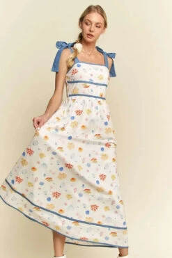 Davi & Dani Denim Binding Detail Smocking Summer Maxi Dress -Little Loom Store b7aba119ac754dba8519c395eb9e0b72 Max Origin