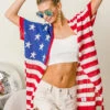 BiBi American Flag Low Gauge Knit Cardigan