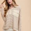 Annie Wear Striped Button Detail Long Sleeve Polo Top -Little Loom Store b7e97fd4 15a2 40e7 8afc 90988376e100 Min