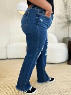 Judy Blue Full Size Mid Rise Distressed Raw Hem Jeans -Little Loom Store b802d080 df0e 489c 9307 1b444c776857 Max