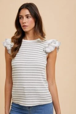 Annie Wear Ruffled Striped Round Neck Cap Sleeve Knit Top 9 Annie Wear Ruffled Striped Round Neck Cap Sleeve Knit Top -Little Loom Store b82d0890 117d 4601 9b35 bc5950656881 Max
