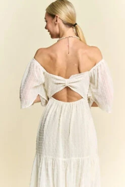 Davi & Dani Swiss Dotted Ruched Ruffle Open Back Midi Dress 15 Davi & Dani Swiss Dotted Ruched Ruffle Open Back Midi Dress -Little Loom Store b9cc3c01da6142fea22e3c8786506a4d Max Origin