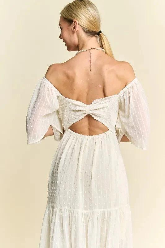 Davi & Dani Swiss Dotted Ruched Ruffle Open Back Midi Dress 9 Davi & Dani Swiss Dotted Ruched Ruffle Open Back Midi Dress - Image 7