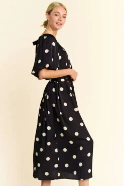 Davi & Dani Polka Dot Puff Sleeves Waist Tie Midi Dress 15 Davi & Dani Polka Dot Puff Sleeves Waist Tie Midi Dress -Little Loom Store b9d23dcd6e674d80abee0fba23cb73ff Max Origin