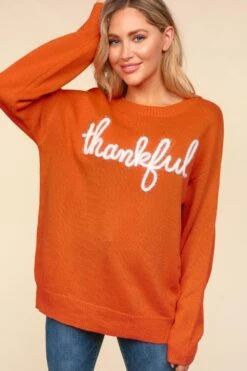 Metallic Glitter Embroidery Women's Thankful Sweater -Little Loom Store b9eb667e a8ca 461b ae4c 2959e2f82eb5 Max
