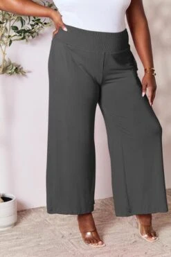 Double Take Full Size Smocked Wide Waistband Wide Leg Pants -Little Loom Store bb087505d96249428e0d39fe9b6f287d Min