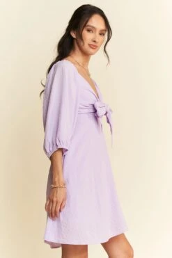 Davi & Dani Self-Tie Puff Sleeve Smocking Open Back Mini Dress -Little Loom Store bb798132348a4c35932490480335968b Max Origin