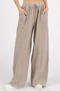 Mittoshop Lace Trim Detail Elastic Waist Cotton Gauze Pants