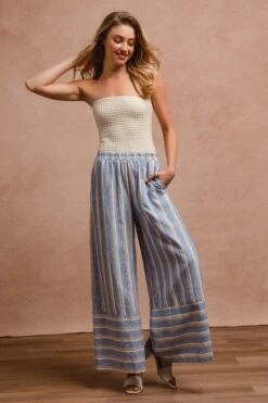 BiBi Striped Wide Leg Pants With Pockets -Little Loom Store bc512c7a 7d29 47df 8e81 dacb17258eed Max