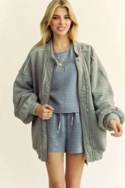 Davi & Dani Exposed Seam Zip Up Dropped Shoulder Jacket 13 Davi & Dani Exposed Seam Zip Up Dropped Shoulder Jacket -Little Loom Store bca61cc9 9904 4f93 a36c 7cf847b74763 Max