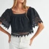 MABLE Square Neck Crochet Lace Top With Double Bow Tie -Little Loom Store bd322899 84ac 4df0 b3dd 951f4998aee4 Max Origin