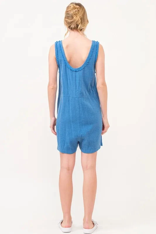 And The Why Washed Gauze Front Button Down Romper 6 And The Why Washed Gauze Front Button Down Romper - Image 4