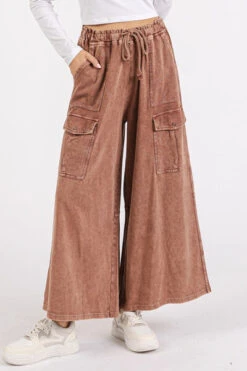 Mittoshop French Terry Cargo Wide Leg Pants