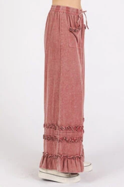 Mittoshop Ruffle Trim Pocket Mineral Wash Wide Leg Pants -Little Loom Store bef122ff 8fdd 4f29 8898 f472146277c3 Min