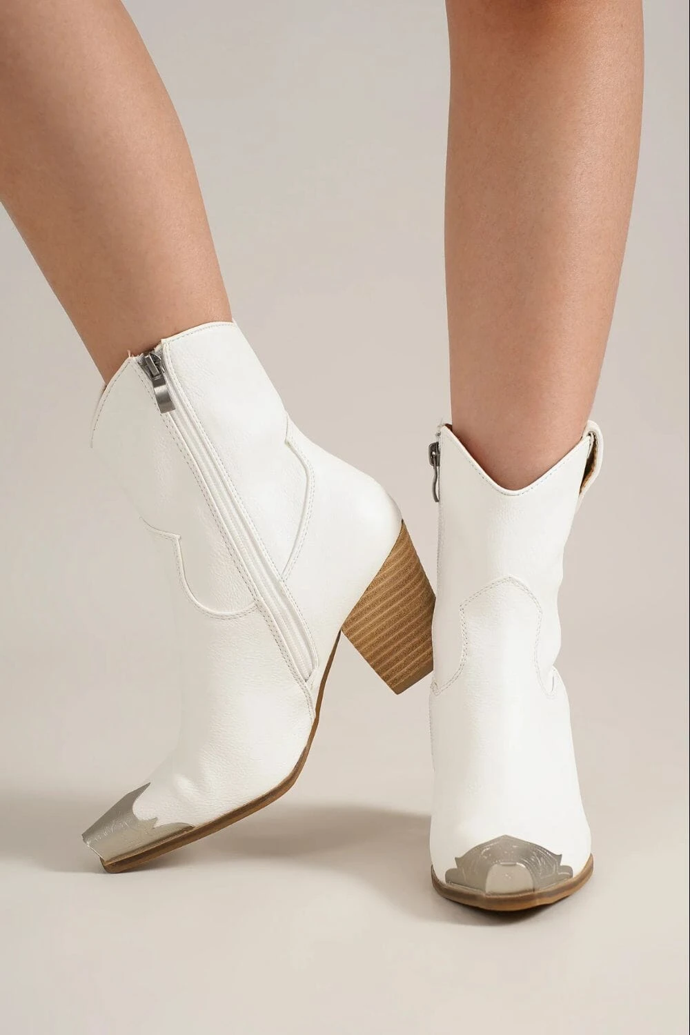 Beast Fashion Faux Leather Block Heel Boots With Side Zippers 4 Beast Fashion Faux Leather Block Heel Boots With Side Zippers - Image 2