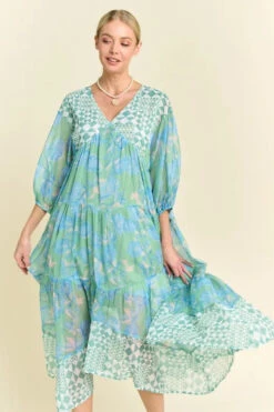 Davi & Dani Geo And Floral Print Mixed Tiered Dress -Little Loom Store c0c5036239a24599b3fb7f052f096f0b Max Origin