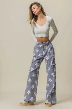 BiBi Flower Printed Side Pocket Wide Pants -Little Loom Store c33f8cb6744d4d068d71818db79b6de1 Max Origin