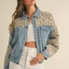MABLE Quilted Paisley Print Contrast Denim Jacket