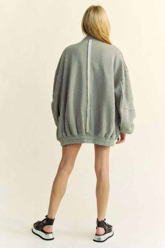 Davi & Dani Exposed Seam Zip Up Dropped Shoulder Jacket 9 Davi & Dani Exposed Seam Zip Up Dropped Shoulder Jacket - Image 7