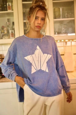 Mittoshop Star Graphic Mineral Wash Long Sleeve Top -Little Loom Store c44f0aac37404cd59fea4c2f827f3cbf Max Origin