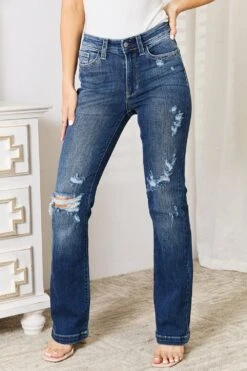Judy Blue Full Size Mid Rise Hand Sand & Destroy Bootcut Jeans -Little Loom Store c5642c9640a942da9ec73afb8d5e7599 Max