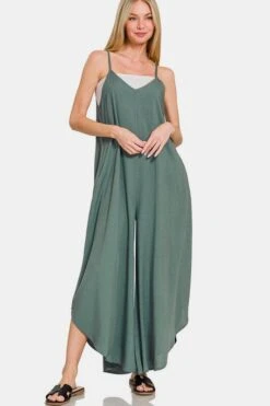 Zenana Sleeveless Curved Hem Wide Leg Overalls With Pockets -Little Loom Store c5aa9af1 3c4c 47d4 9389 f1035734e0d4 Max
