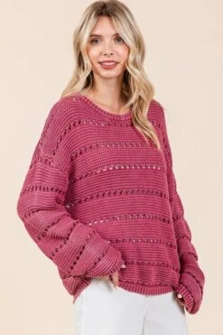 Mittoshop Openwork Round Neck Drop Shoulder Sweater -Little Loom Store c5cd44b7 8722 4be6 8f7c eaff7a6826e9 Min