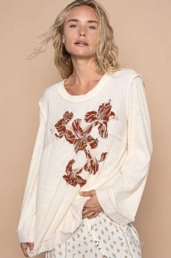 POL Embroidered Round Neck Long Sleeve Knit Top -Little Loom Store c6449da8 81bb 4eea 90b9 9818d4a7d7f6 Max