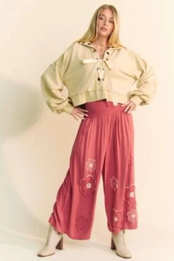 Davi & Dani Smocked Waist Flower Patch Wide Leg Pants -Little Loom Store c6b236c4 576a 463f a137 49f49e054928 Max