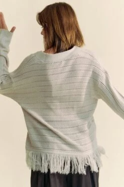 Davi & Dani Fringe V-Neck Button Up Long Sleeve Cardigan -Little Loom Store c70d0632 99d2 4831 8f70 32cfb08a8a22 Max