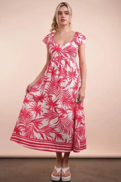 VERY J Tropical Printed Midi Summer Boho Dress