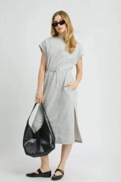 Umgee Side Slit Short Sleeve Midi Tee Dress