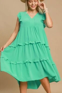 Umgee Full Size Ruffle Tiered Cap Sleeve Midi Dress Plus Size -Little Loom Store c7df030f 8a7c 457d a4f5 da60f8d86a20 Min