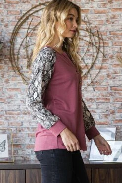 Heimish Full Size Snakeskin Print Raglan Sleeve Half Button Top -Little Loom Store c7dfd141 4672 4cad bea3 e9a044ec3790 Max