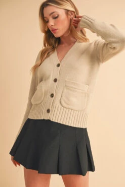 Aemi + Co Ribbed Hem Button Down V-Neck Cardigan -Little Loom Store c842554e ad2e 4993 831b 647f659e3efc Max