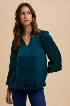 Annie Wear Satin Notched Three-Quarter Sleeve Blouse 10 Annie Wear Satin Notched Three-Quarter Sleeve Blouse -Little Loom Store c8a18827 f528 440f 90ef bf2b62bda21e Min