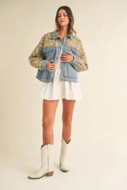 MABLE Quilted Paisley Print Contrast Denim Jacket -Little Loom Store c8cc4abcbc3147958f129c799231a822 Max Origin