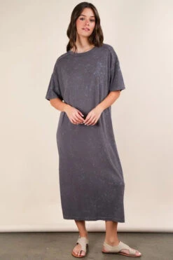 VERY J Plus Size Mineral Washed Casual Comfy Midi Dress -Little Loom Store c9018de893634ae58abfc7fe89753a75 Max Origin
