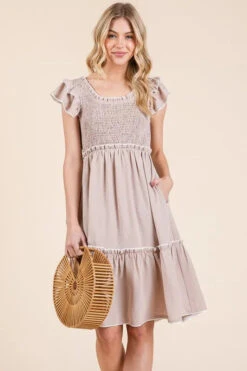 Lime 'N' Chili Ruffle Trim Smocked Dress With Contrast -Little Loom Store c930a167c67f4ac193859a7f2e7ee5cc Max Origin