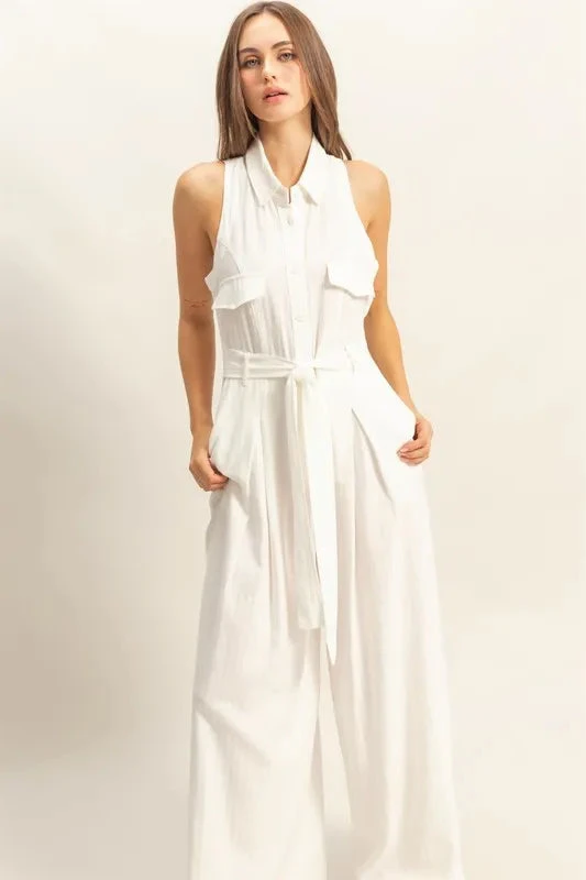 HYFVE Sleeveless Tie Waist Wide Leg Jumpsuit 5 HYFVE Sleeveless Tie Waist Wide Leg Jumpsuit - Image 3