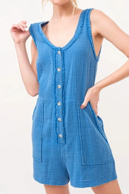 And The Why Washed Gauze Front Button Down Romper 9 And The Why Washed Gauze Front Button Down Romper - Image 7
