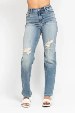 Judy Blue Full Size High Waist Distressed Dad Jean Plus Size