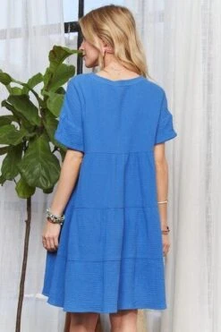 ADORA Tiered Notched Short Sleeve Dress -Little Loom Store ca5993b0 90fd 4711 a0c9 1f461de78575 Min