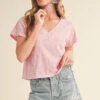 Aemi + Co Side Slit V-Neck Short Sleeve Cropped T-Shirt -Little Loom Store cb105053 a5df 4e7c b134 77e6e963e15c Max