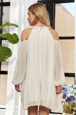 ADORA Cold Shoulder Balloon Sleeve Mini Dress -Little Loom Store cb2ab462 5a5f 49cb b0b2 ac7bdd2c829b Min