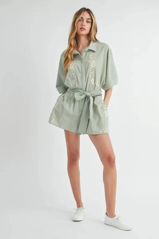 MABLE Embroidered Button Down Collared Neck Romper 9 MABLE Embroidered Button Down Collared Neck Romper - Image 7