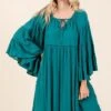 Mittoshop Frill Tie Neck Bell Sleeve Dress