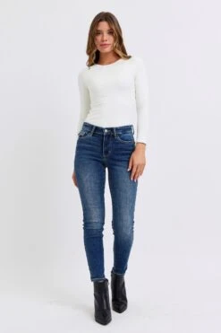 Judy Blue Full Size Mid-Rise Waist Skinny Jeans With Pockets -Little Loom Store cd73703f 5d80 4230 856e e8bc1178a1d6 Max