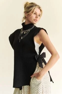 Davi & Dani Side Split Turtleneck Sleeveless Knit Top -Little Loom Store cdad7d3c ee98 401a 96f3 27541665be81 Max